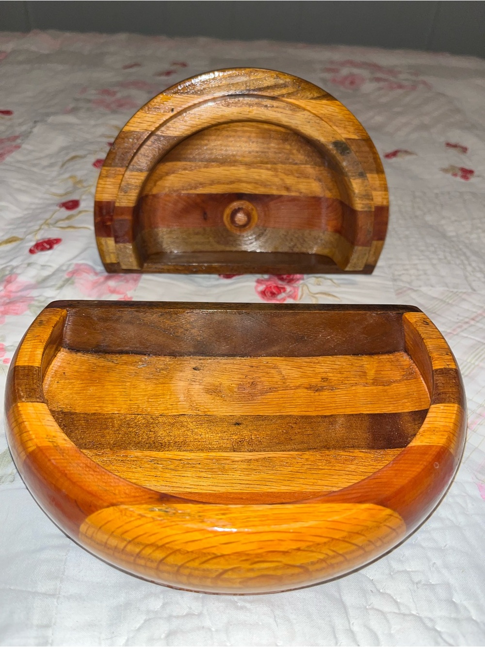 Handcrafted Wooden Half-Moon Trinket Box Hand Turned Half Circle Design - Picture 8 of 16